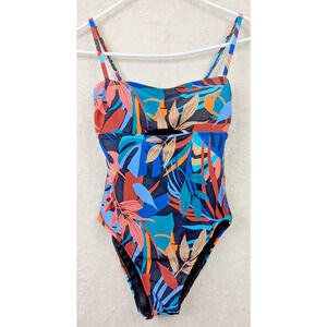 VYB sz S One Piece Swimsuit multi colored print padded lined no wire swim 1426